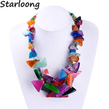 STARLOONG New Fashion Triangle Shape Multi-color Natural Stone Beads Semi-precious Stone Tower Chain Necklace For Women 2024 - buy cheap
