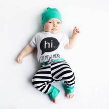 Mono + Pantalones + conjunto de trajes de gorro para bebé recién nacido, ropa a rayas, traje informal para primavera y verano 2024 - compra barato