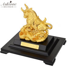Feng shui ouro 3d sorte taurus decoração 24k folha de ouro artesanato do zodíaco gado escritório sorte riqueza ornamento artesanato decoração para casa 2024 - compre barato