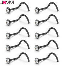 JOVIVI 10pcs Stainless Steel 1.5mm/2mm/2.5mm/3mm Rhinestone 20G Nose Ring Studs Bone Nostril Pin L Shape Bar Piercing Jewelry 2024 - buy cheap