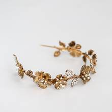 Vintage Gold Flower Bridal Tiara Handmade Crystal Wedding Crown Headpiece Party Prom Hair Jewelry Brides Hair Accessories 2024 - buy cheap