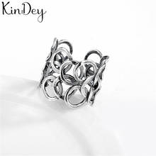 Kindey Exaggerated Silver Color Hollow Circle Rings For Women Engagement Jewelry Girls Open Finger Rings 2024 - buy cheap