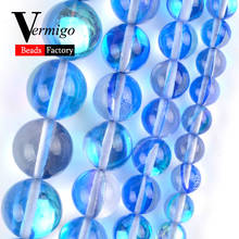 Cuentas redondas de cristal azul Natural austriaco para fabricación de joyas, abalorios sueltos de 6-12mm, accesorios de pulsera y collar Diy, venta al por mayor 2024 - compra barato
