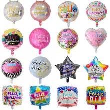 Globos de helio de aluminio Mylar para fiesta de cumpleaños, Globos de aire redondos de Feliz cumpleaños en español, 18 pulgadas, 50 Uds. 2024 - compra barato