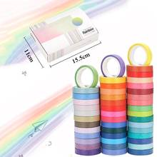 Fita adesiva decorativa de arco-íris e diário, 60 rolos de cores sólidas, adesivo decorativo de papelaria 2024 - compre barato