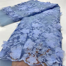 NIAI африканская кружевная ткань 2020 Небесно-Голубой Высокое качество 3D Цветы Тюль кружевная ткань Африканская французская чистая кружевная ткань XY3623B 2024 - купить недорого