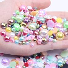 6-12mm and Mix Size Half Round Beads Many AB Colors Imitation Glue On Pearls Jewelry Nails Art Tips DIY Decoration Diamante 2024 - buy cheap