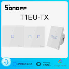 Sonoff-interruptor inteligente de pared para el hogar, dispositivo con Wifi, 1, 2, 3 Entradas, táctil/WiFi/RF/APP remota, funciona con Alexa, T1EU-TX 2024 - compra barato