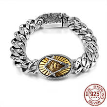 Men Bracelet 925 Sterling Silver Vintage Flower Cross Bracelets Punk Rock Gold Eye Of Horus Fashion Personality Jewelry Gifts 2024 - buy cheap