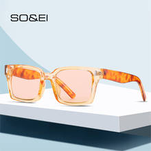 SO&EI Fashion Square Leopard Champagne Women Sunglasses Shades UV400 Vintage Men Trending Sun Glasses Yellow Eyewear 2024 - buy cheap