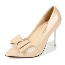 Zapatos de tacón alto fino para mujer, calzado de charol rojo y negro, tacón Nude, punta estrecha, para fiesta y oficina, DB0096 2024 - compra barato