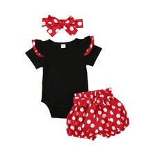 Infant Baby Girl Kid Newborn Baby Girl Cotton Tops Romper Dot Bowknot Pants Outfits Clothes Tops Shorts Headband Outfits Sets 2024 - buy cheap