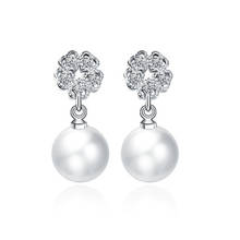 Top Quality Pearl Crystal Clover Earrings Female Jewelry Trendy Silver Plated Earring For Women Party Accessories Princess 2024 - buy cheap
