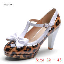 Zapatos de tacón alto con plataforma para mujer, calzado de fiesta, tacones pequeños de gatito, talla grande 32, 33-40, 41, 42, 43, 44, 45 2024 - compra barato
