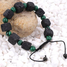 Unique Design Natural Stone Lava Rock Beads Essential Oil Diffuser Yoga Adjustable Macrame Bracelet Women Men 2024 - buy cheap