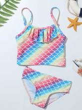 Toddler Girls Two Piece Swimsuit Bathing Suit Mermaid Split Bikini Swimwear Fish Scale Pattern Tankini Set Children Beachwear 2024 - buy cheap