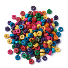 200PCS Flat Round Wood Beads Mixed Color Dyed Wooden Beads Spacer for Jewelry Making 8x3mm, hole: about 2mm Lead Free 2024 - buy cheap