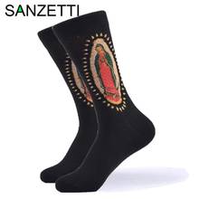 SANZETTI 1 Pair New Happy Socks High Quality Men's Colorful Comfortable Combed Cotton Fun Oil Painting Gift Wedding Dress Socks 2024 - buy cheap