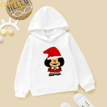 Moda bonito harajuku estilo moletom para crianças dos desenhos animados mafalda 2020 natal de pelúcia menina hoodie diversão impresso crianças casual t 2024 - compre barato