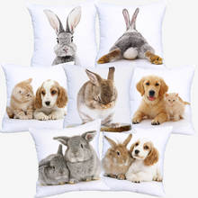 Dog Cat Rabbit Bunny Little Animals Cushion Covers Bedroom Decorative Polyester Pillow Case For Sofa 2024 - buy cheap