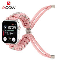 Новый плетеный нейлоновый ремешок для Apple Watch 4 5 38 мм 42 мм 40 мм 44 мм Тонкий парашютный шнур сменный ремешок для часов для iwatch 1 2 3 2024 - купить недорого