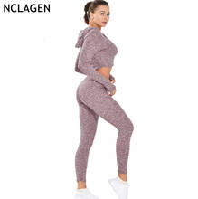 NCLAGEN Women Yoga Set Sportswear Sport Sexy Bodybuilding Suit Stretchy Gym Workout Long sleeves Tracksuit Fitness Top Leggings 2024 - buy cheap