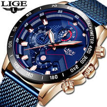 LIGE Fashion Mens Watches Top Brand Luxury WristWatch Quartz Clock Blue Watch Men Waterproof Sport Chronograph Relogio Masculino 2024 - buy cheap