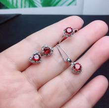 delicate Stars Peach Natural red garnet S925 silver ring earrings Pendant natural gemstone Jewelry Set girl party gift  jewelry 2024 - buy cheap