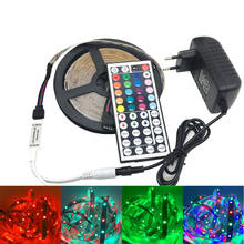 Juego de tiras de luces LED RGB, Kit de adaptador de corriente de control remoto IR, 12V, 60leds/m, 24 teclas, 44 teclas, 2835 2024 - compra barato