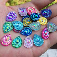 40pcs Peacock eye AB Resin 13*18mm DIY beads Flatback rhinestone applique scrapbook DIY 2 Hole buttons ornaments -HB25 2024 - buy cheap