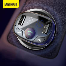Baseus Carregador veicular duplo USB, kit veicular de carregamento rápido com transmissor auxiliar e modulador por Bluetooth mãos livres com reprodutor de áudio MP3 e FM 2024 - compre barato