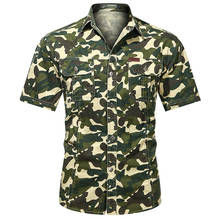 Camisa de camuflaje para hombre, camiseta militar ajustada de manga corta de marca, informal, mezcla de colores, de algodón, novedad de verano 2021 2024 - compra barato