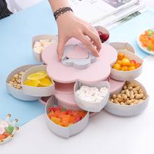 Double Layers Fruit Tray Pink Flower Rotating Candy Box Snacks Serving Plate For Appetizer Nuts Dried Fruit Kitchen Accessories 2024 - buy cheap