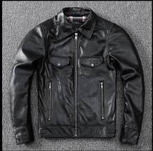 Free shipping,WholeSales!Winter warm.Brand arrival genuine leather jacket.mens casual cowhide coat.black slim leather clothes. 2024 - buy cheap