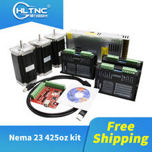 Free shipping 3 pcs DM542 Stepper motor driver+ 3 pcs Nema23 425 Oz-in dc motor+1 set mach3+1 pcs 350W 36V power supply for CNC 2024 - buy cheap