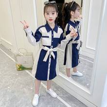 Vestido de manga larga para niña, vestidos de princesa con lazo a rayas, ropa para niña de 3 a 14 años, primavera 2021 2024 - compra barato