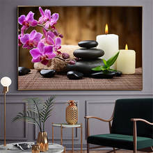 Poster Nordic HD Printed Stone Zen Painting Candle Orchid Bathroom Kitchen Modern Decorative Wall Art for Spa 2024 - buy cheap