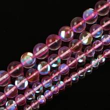 15" Dark Pink Glitter Clear Austria Crystal Dull Polish Moon Stone Loose Beads For Jewelry Making Bracelet Necklace 6-12mm 2024 - buy cheap