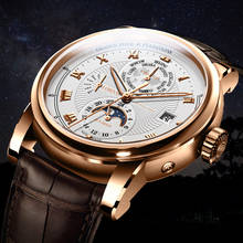 LOBINNI-relojes mecánicos automáticos de cuero para hombre, reloj masculino de marca de lujo, resistente al agua hasta 50m, esqueleto de zafiro dorado rosa 2024 - compra barato