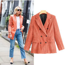 new Vintage corduroy suit Coat double-breasted suit jacket women blazer dress feminino Office lady Casual blazers and jackets 2024 - buy cheap