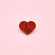 Red ECG Badge Cartoon Love Heartbeat Metal Enamel Brooch Fashion Lapel Backpack Jewelry Accessories Gift For Friends 2024 - buy cheap