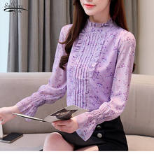 Chemisier Femme 2020 Spring Long Sleeve Floral Chiffon Women Blouses and Tops Flare Sleeve Print Ladies Shirt Female 8219 50 2024 - buy cheap