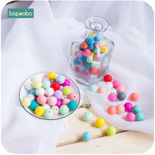 Bopoobo 200pcs Food Grade Silicone Beads 15mm Baby Teething Products Chewable Diy Pendant Necklace Beads BPA Free Baby Teethers 2024 - buy cheap