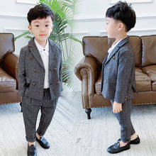 Chaqueta y pantalones de doble botonadura para niños, conjunto de ropa de 2 piezas, traje Formal de boda, traje de actuación para niños 2024 - compra barato