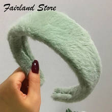 Fairland moda falso pele de pelúcia headwear inverno grosso peludo hairband quente preto largo fofo bandana acessórios para o cabelo feminino 2024 - compre barato
