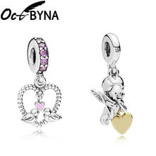Octbyna Silver Color Eros Boy Pendant&Mandarin Duck Heart-shaped Charm Bead Fits Pandora Bracelet Necklace Jewelry Making 2024 - buy cheap