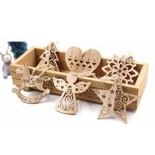 12pcs New Year Christmas DIY Wood Crafts Pendants  Xmas Tree Snowflakes Angel Ornaments Christmas Decorations for Home 2024 - buy cheap