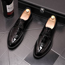Zapatos de charol para hombre, calzado de fiesta, boda, Oxford, color negro 2024 - compra barato