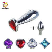 DOPAMONKEY Metal Anal Plug With 4 Detachable Crystal Jewelry Smooth Prostate massage Butt Plug Anal Sex Toys for Woman Gift Box 2024 - buy cheap