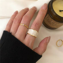 KSRA s925 Minimalist Wide Round Rings Brass Enamel Huggie Flat Gold Ring Korean Trendy Statement Rings For Women Jewelry 2024 - buy cheap